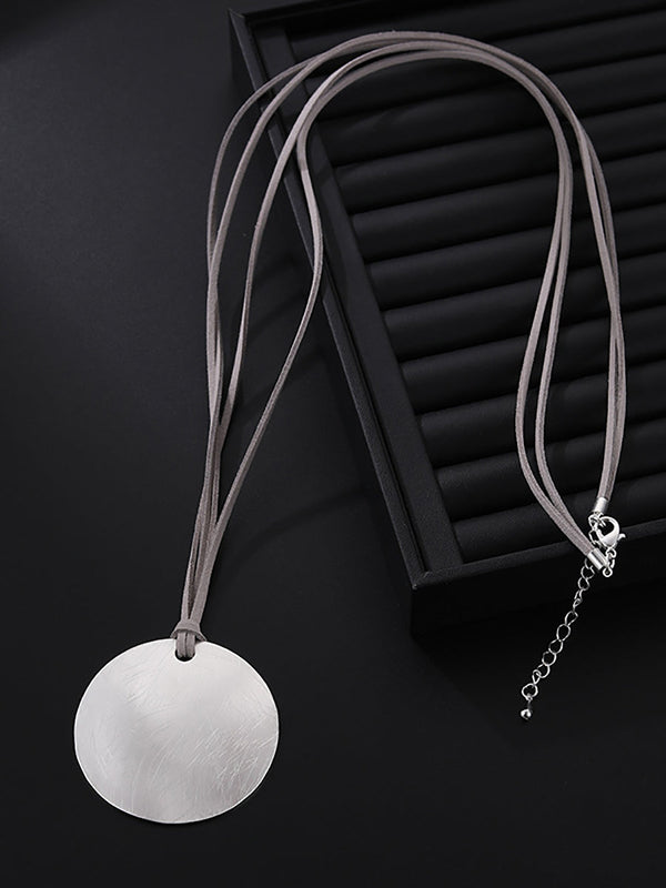 Casual Alloy Circle Long Sweater Necklace