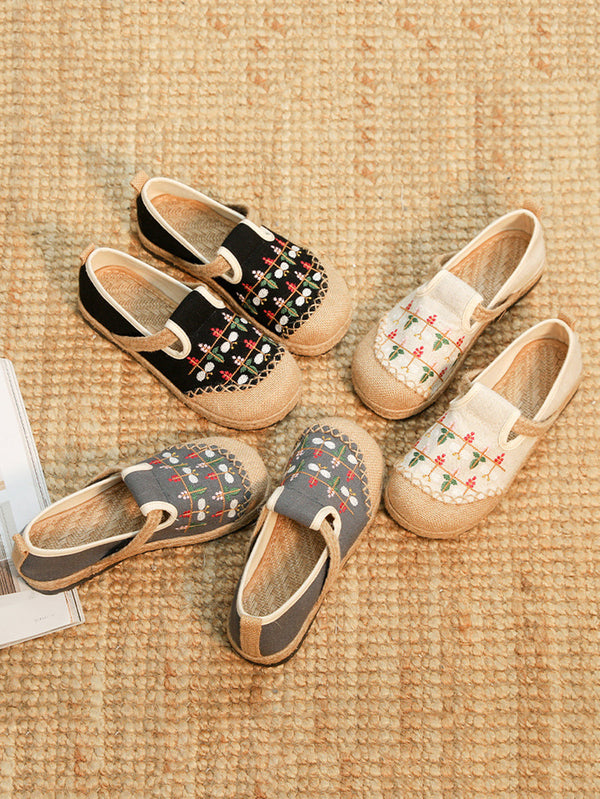 Women Spring Cotton Linen Embroidery Shoes