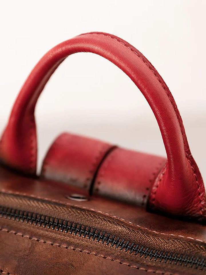 Casual Travel Color Matching Leather Backpack - ZYLIRA