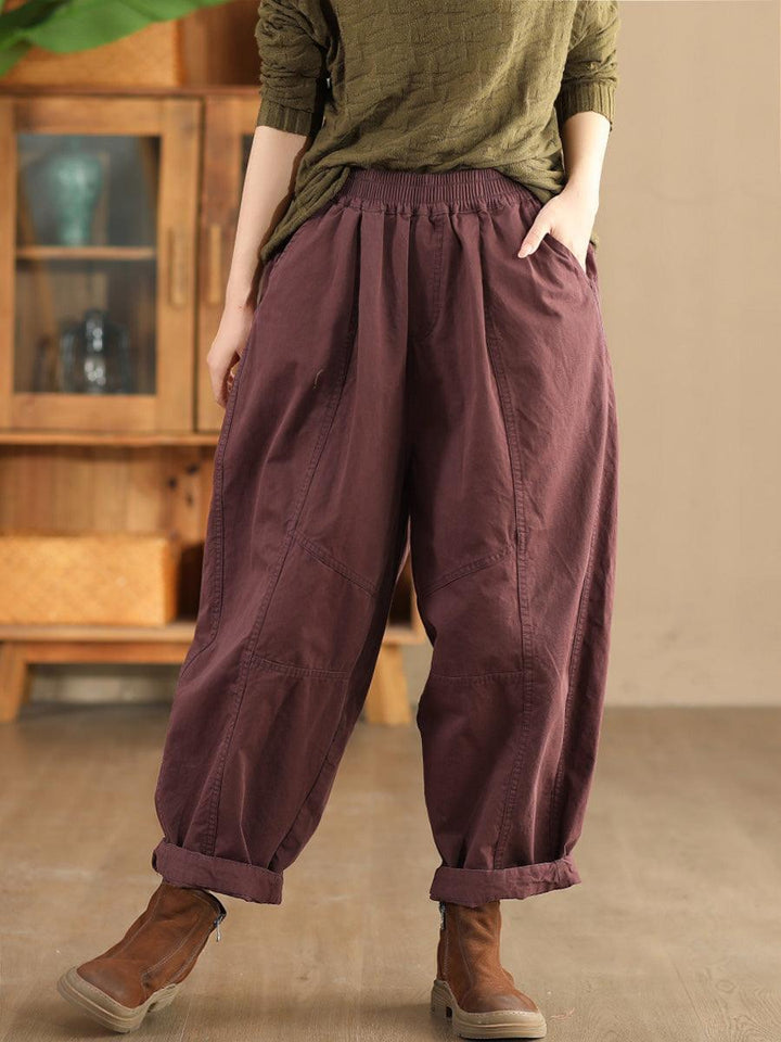 Zylira Women Autumn Retro Cotton Casual Harem Pants - ZYLIRA