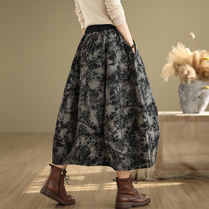 Zylira Women Winter Loose Fit Fleece-Lined Denim A-Line Skirt - ZYLIRA