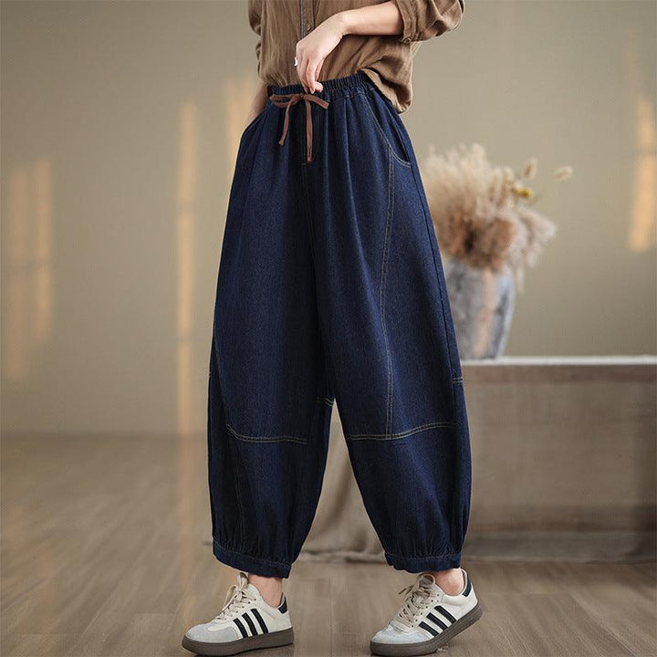 Zylira Women Autumn Retro Elastic Waist Bloomers Jeans - ZYLIRA