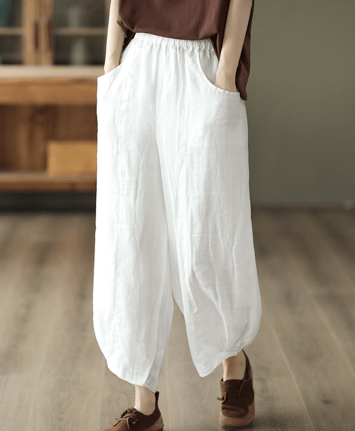 Zylira Women Classic Ramie Harem Pants - ZYLIRA