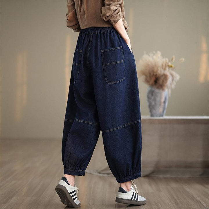 Zylira Women Autumn Retro Elastic Waist Bloomers Jeans - ZYLIRA