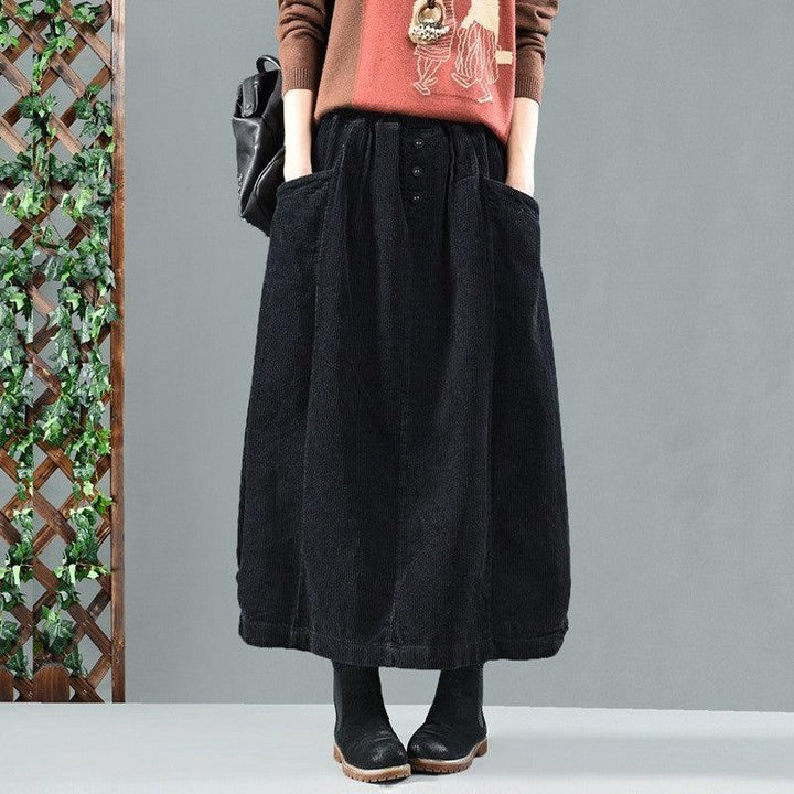 Zylira Women Autumn Retro Classic Cotton Corduroy Skirt - ZYLIRA