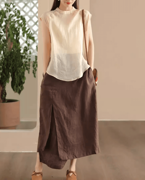 Zylira Women High Waist Linen Skirt - ZYLIRA