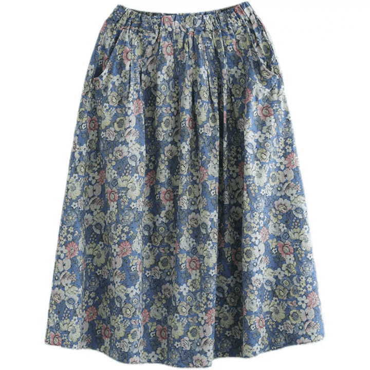 Zylira Women Summer New Cotton Floral A-Line Skirt - ZYLIRA