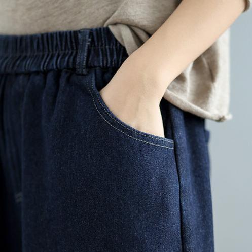 Women Winter Retro Casual Fleece-Lined Wide-Leg Denim Pants - ZYLIRA