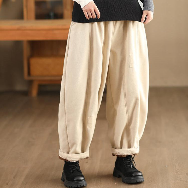 Zylira Women Winter Retro Cotton Plush- Lined Thickened Harem Pants - ZYLIRA