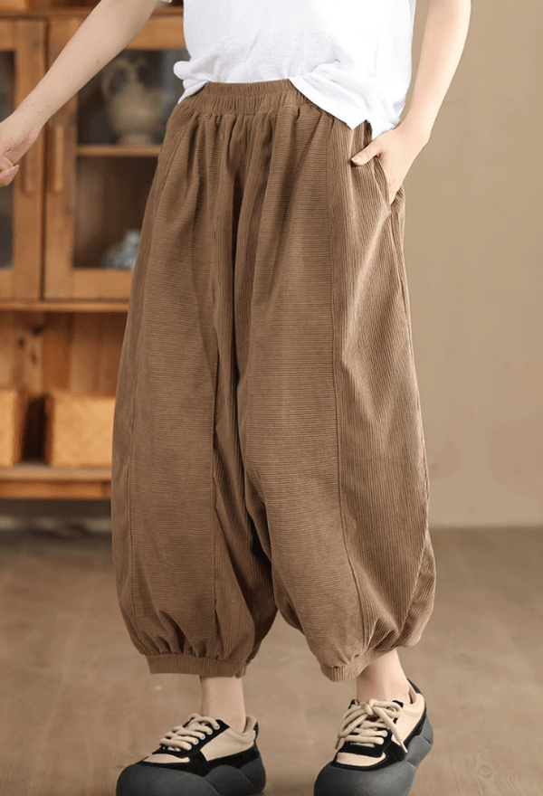 Zylira Women Autumn Vintage Cotton Corduroy Harem Pants - ZYLIRA