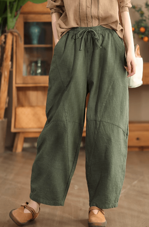 Zylira Women Autumn Retro Ramie Casual Pants - ZYLIRA