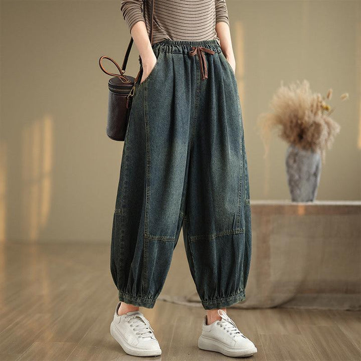 Zylira Women Autumn Retro Loose Denim Harem Pants - ZYLIRA