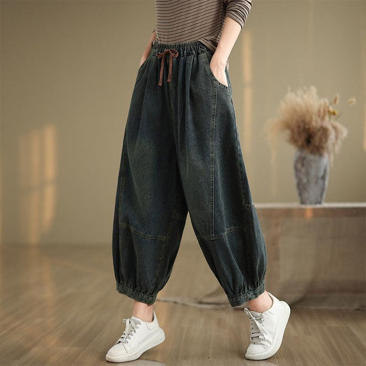 Zylira Women Autumn Retro Loose Denim Harem Pants - ZYLIRA