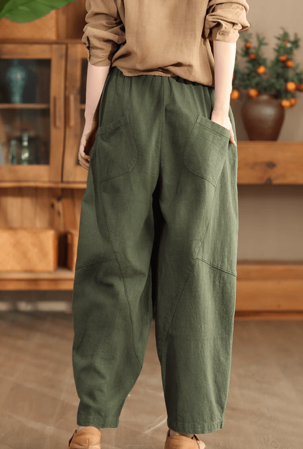 Zylira Women Autumn Retro Ramie Casual Pants - ZYLIRA