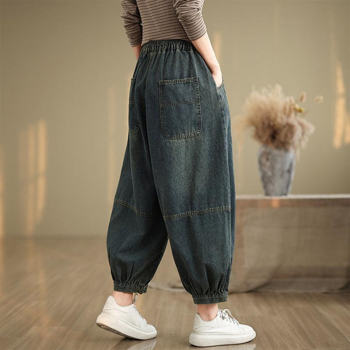 Zylira Women Autumn Retro Loose Denim Harem Pants - ZYLIRA