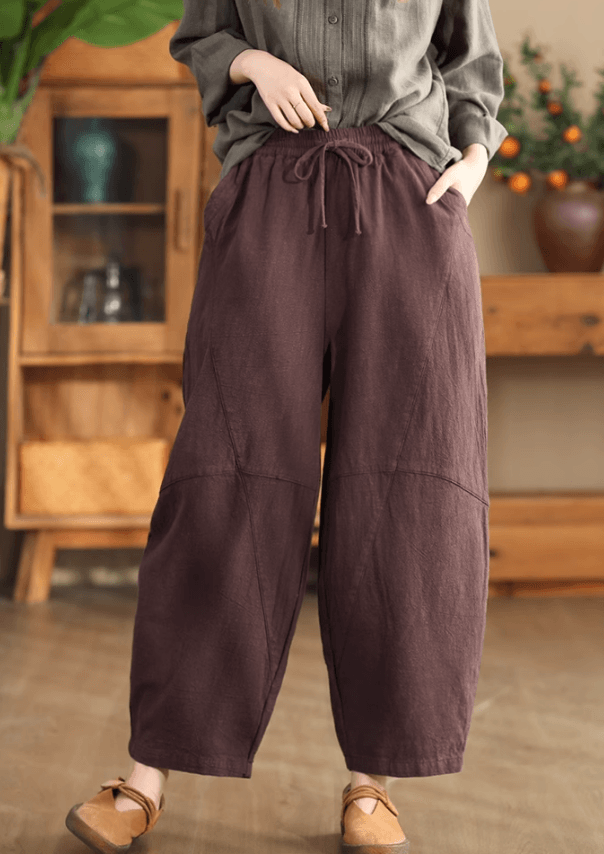 Zylira Women Autumn Retro Ramie Casual Pants - ZYLIRA