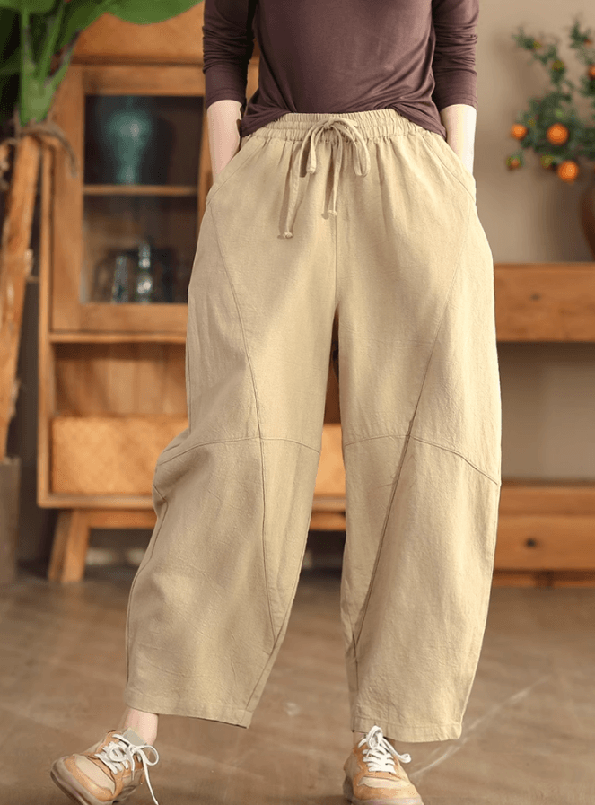 Zylira Women Autumn Retro Ramie Casual Pants - ZYLIRA