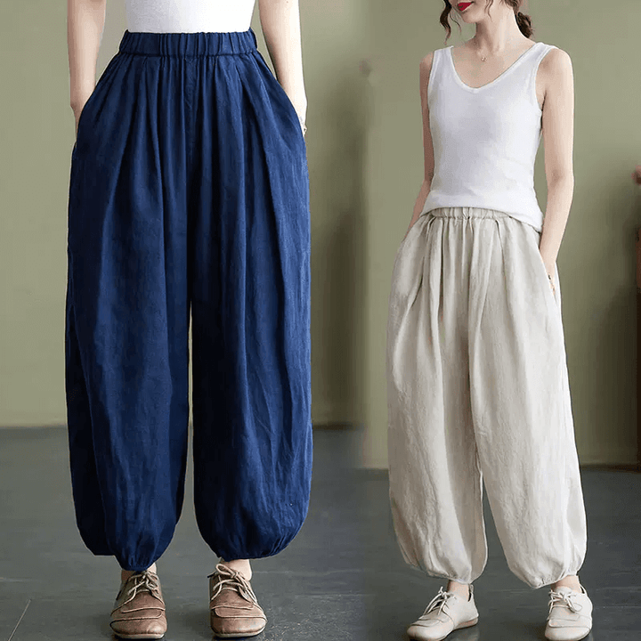 Zylira Women Summer Cotton Linen Bloomers Pants - ZYLIRA