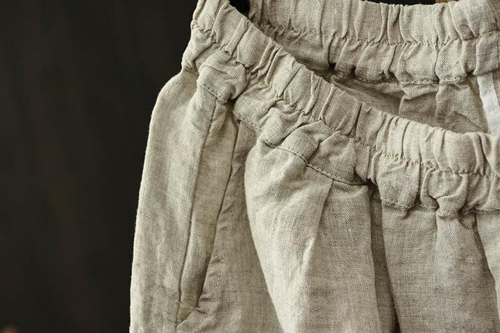 Zylira Women Summer Simple Linen Elastic-Waist Pants - ZYLIRA