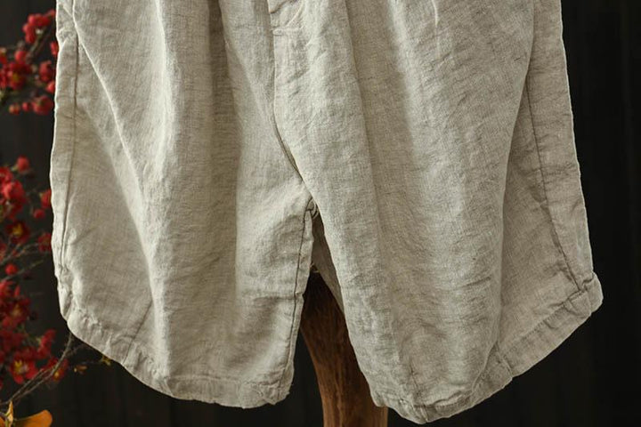 Zylira Women Summer Simple Linen Elastic-Waist Pants - ZYLIRA