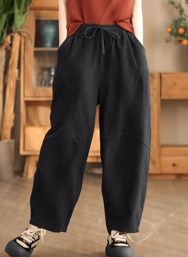 Zylira Women Autumn Retro Ramie Casual Pants - ZYLIRA