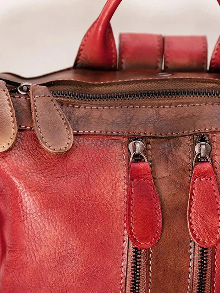 Casual Travel Color Matching Leather Backpack - ZYLIRA