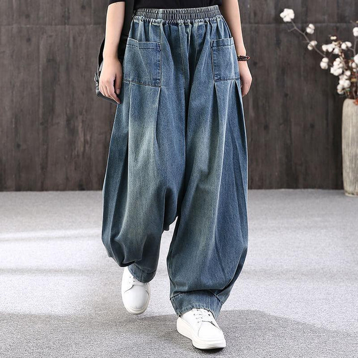 Zylira Women Autumn Denim Cotton Casual Bloomers Pants - ZYLIRA