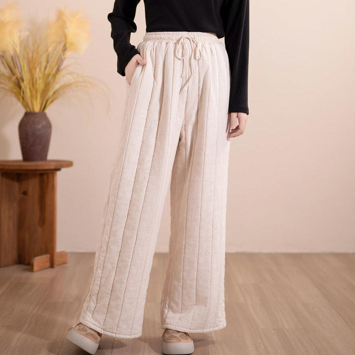 Women Winter Retro Cotton Thick Quilted Wide-Leg Pants - ZYLIRA