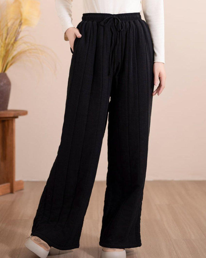 Women Winter Retro Cotton Thick Quilted Wide-Leg Pants - ZYLIRA