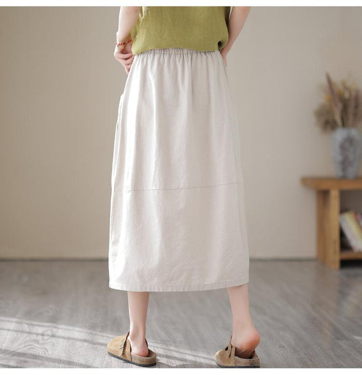 Zylira Women Summer Classic Cotton Linen Skirt - ZYLIRA