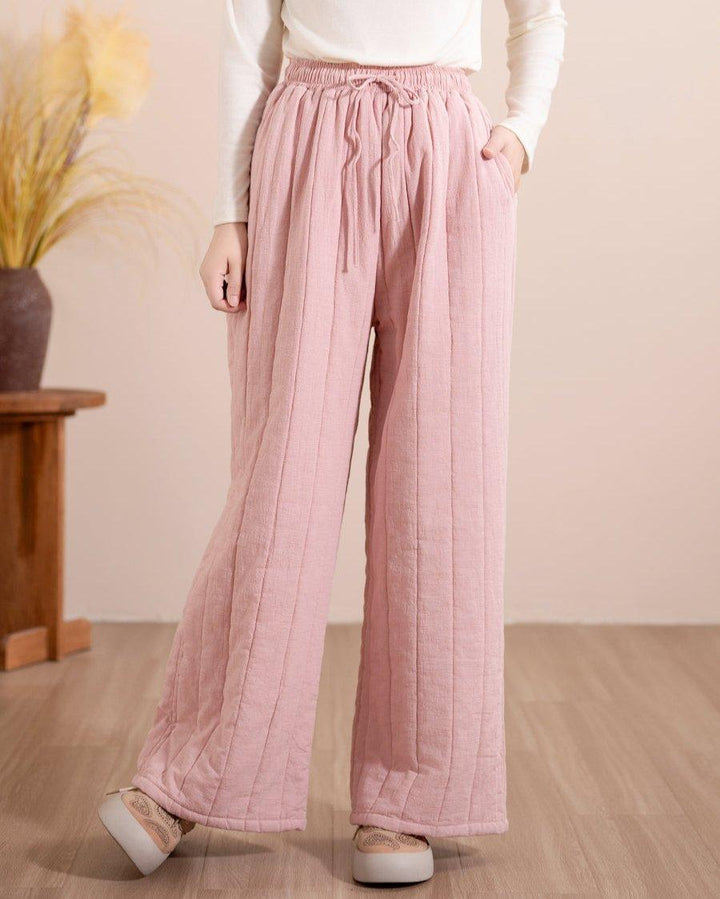 Women Winter Retro Cotton Thick Quilted Wide-Leg Pants - ZYLIRA