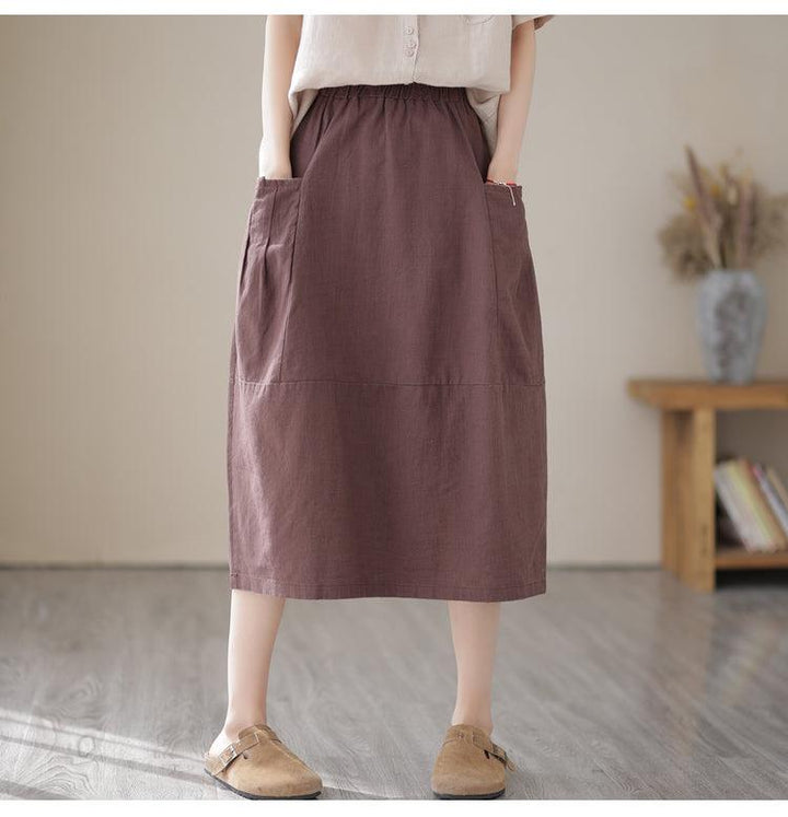 Zylira Women Summer Classic Cotton Linen Skirt - ZYLIRA