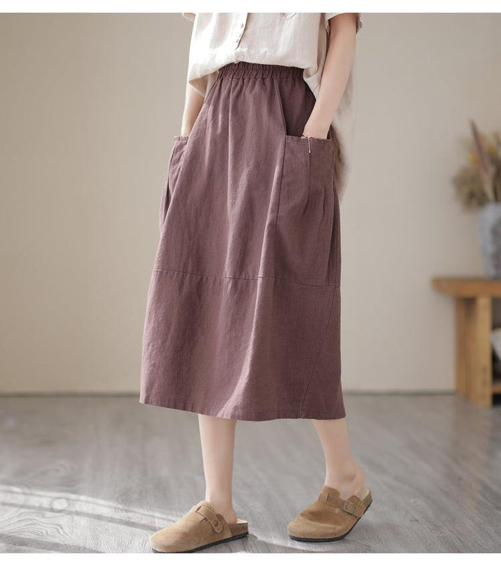 Zylira Women Summer Classic Cotton Linen Skirt - ZYLIRA