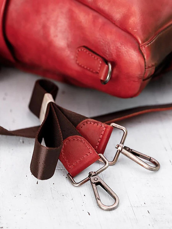 Casual Travel Color Matching Leather Backpack - ZYLIRA
