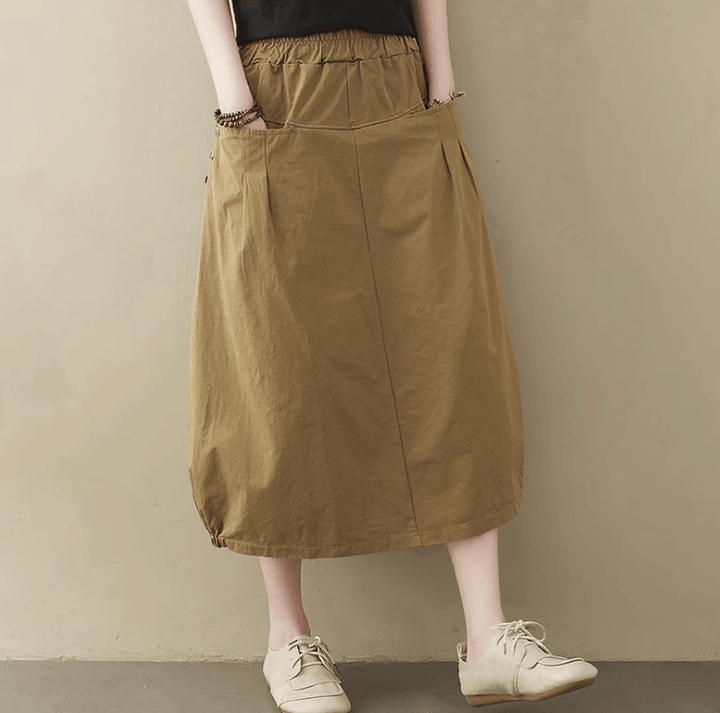 Zylira Women Summer Cotton Linen Flowerbud Skirt - ZYLIRA