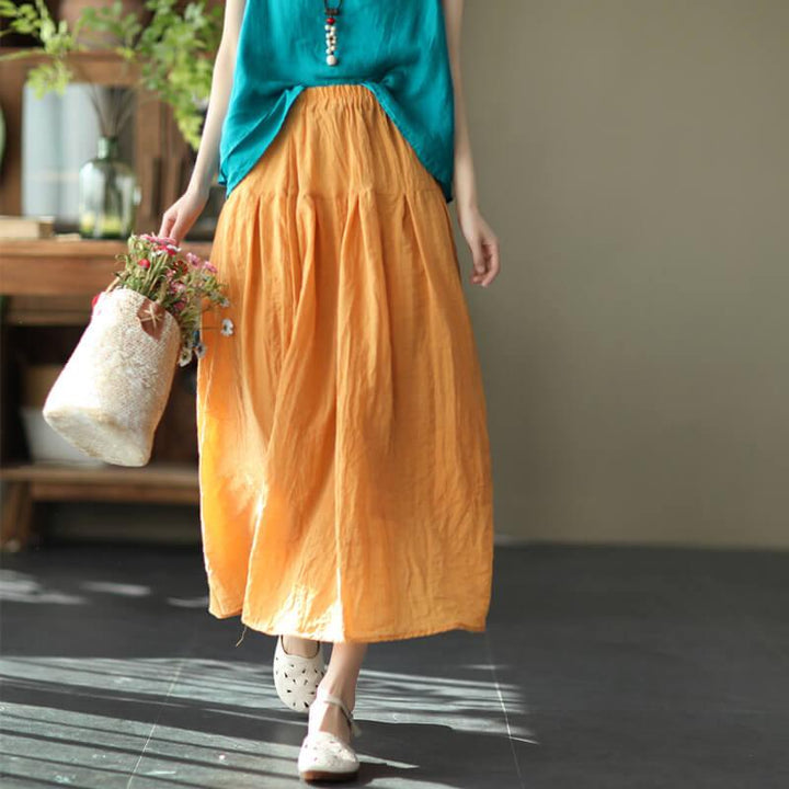 Zylira Women Premium Cotton Linen Long Skirt - ZYLIRA