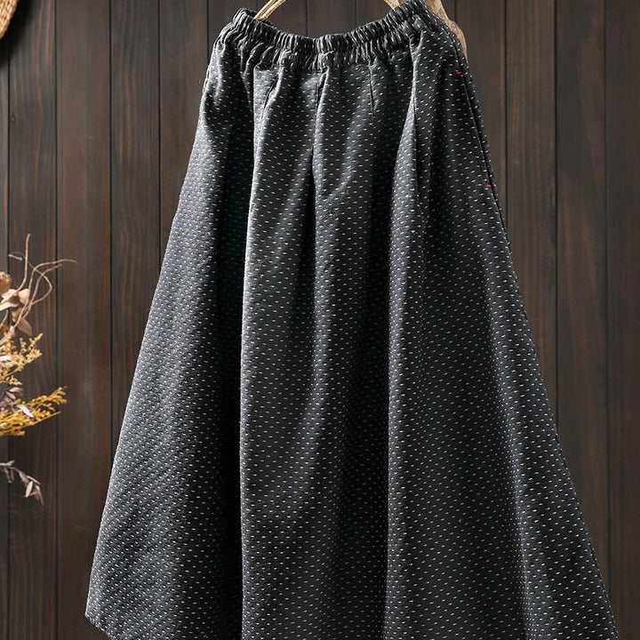 Women Spring Vintage Jacquard Cotton High-Waist A-Line Midi Skirt - ZYLIRA