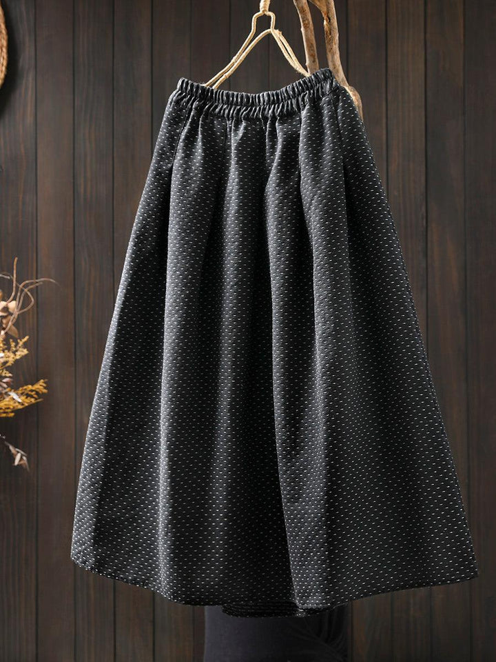 Women Spring Vintage Jacquard Cotton High-Waist A-Line Midi Skirt - ZYLIRA