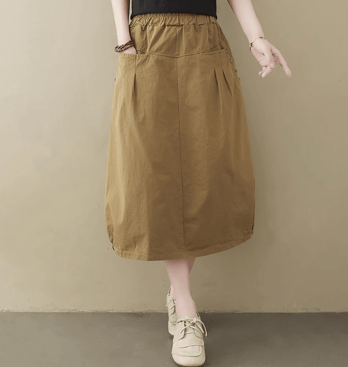 Zylira Women Summer Cotton Linen Flowerbud Skirt - ZYLIRA