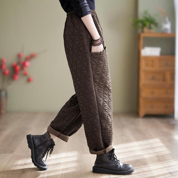 Women Winter Retro Plus Size Quilted Cotton Thick Harem Pants - ZYLIRA