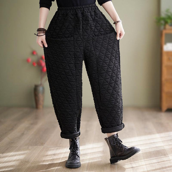 Women Winter Retro Plus Size Quilted Cotton Thick Harem Pants - ZYLIRA