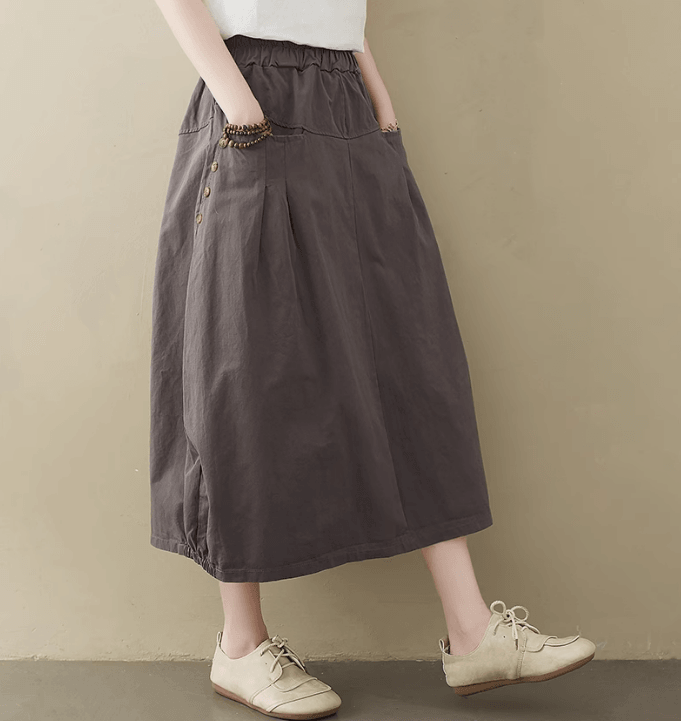 Zylira Women Summer Cotton Linen Flowerbud Skirt - ZYLIRA