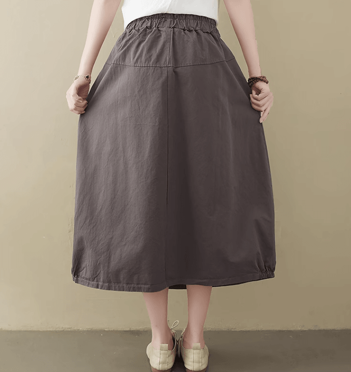 Zylira Women Summer Cotton Linen Flowerbud Skirt - ZYLIRA