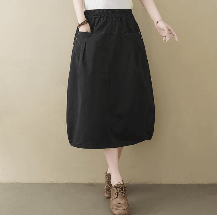 Zylira Women Summer Cotton Linen Flowerbud Skirt - ZYLIRA