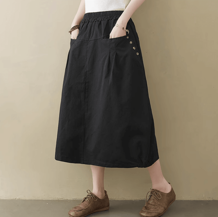 Zylira Women Summer Cotton Linen Flowerbud Skirt - ZYLIRA