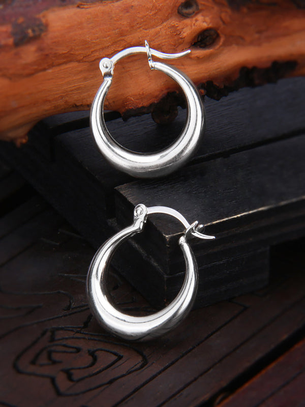 Women Casual Sliver Round Circle Earrings