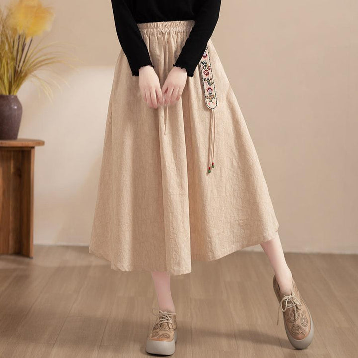 Women Winter Stylish Embroidered Fleece-Lined High-Waist Skirt - ZYLIRA