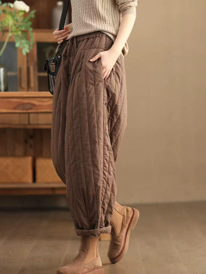 Zylira Women Winter Retro Quilted Cotton Casual Loose Pants - ZYLIRA