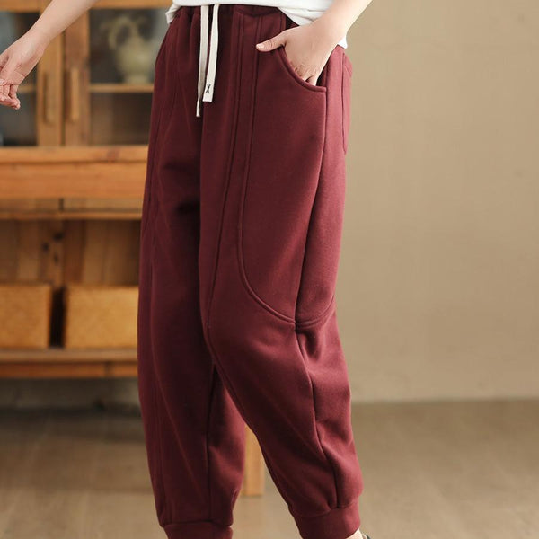 Zylira Women Winter Thickened Warm Fleece-Lined Knit Cotton Sweatpants - ZYLIRA