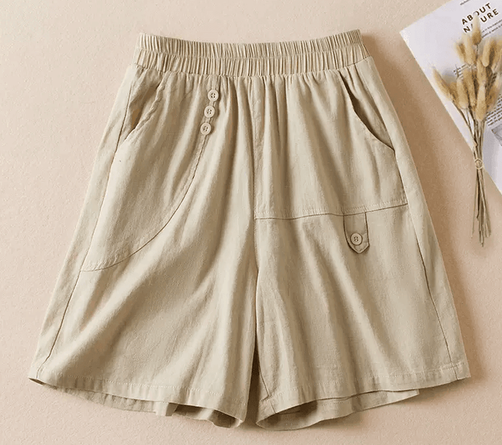 Women Summer Cotton Linen Casual Shorts - ZYLIRA